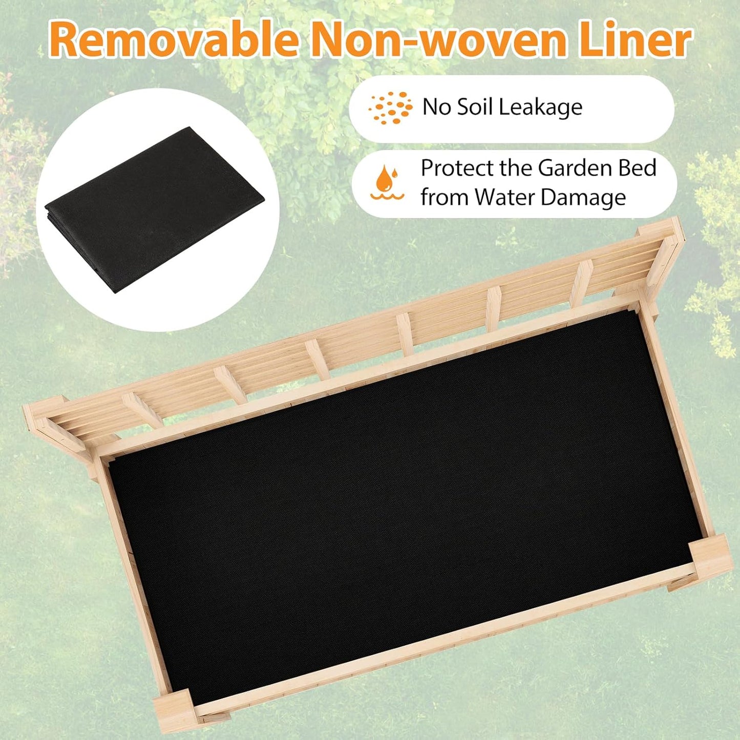 Giantex Raised Garden Bed with Trellis, Wooden Elevated Planter Box with Legs, Drainage Holes for Climbing Plants Vines Vegetables Flowers Herbs, Outdoor Horticulture Planter for Patio Yard