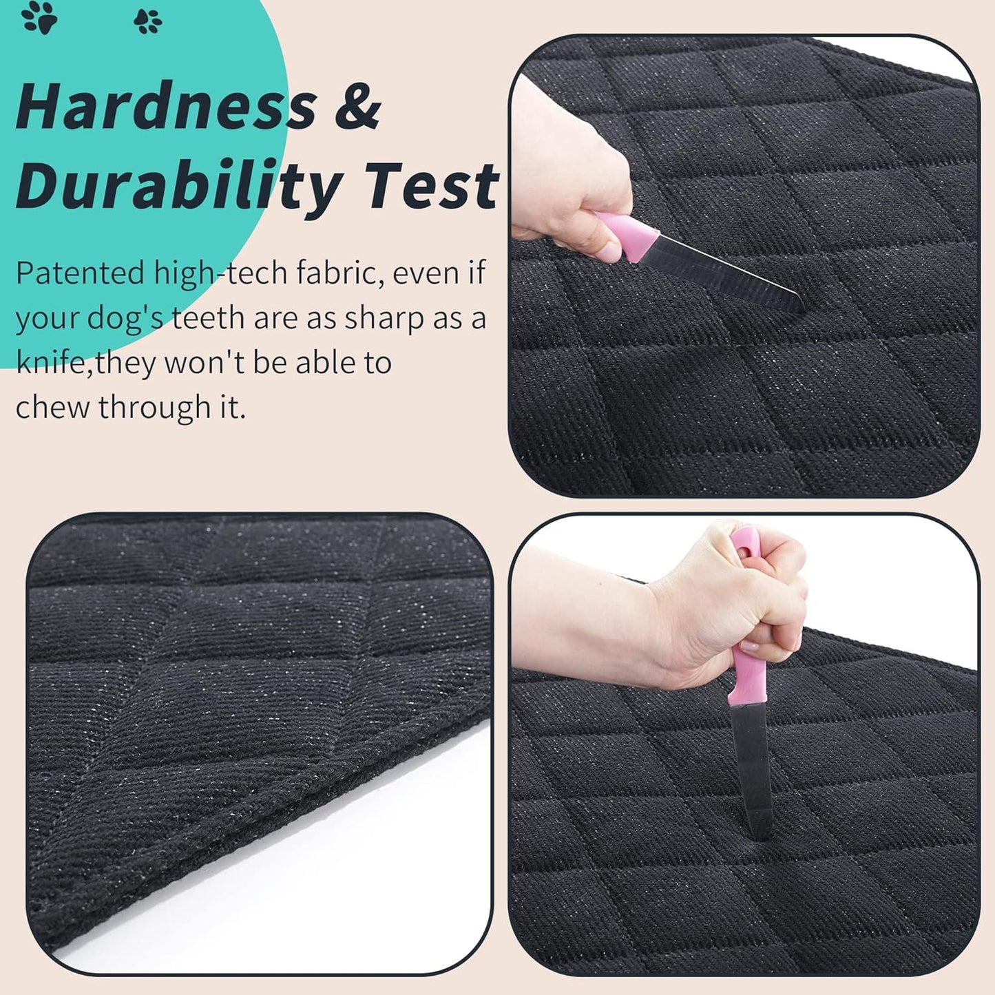MABOZOO Indestructible Dog Beds - Chew Proof Crate Pad for Aggressive Chewers, Machine Washable Quilted Mat, Durable for Extra Large Dogs, Black Kennel Pad (36x57 in)