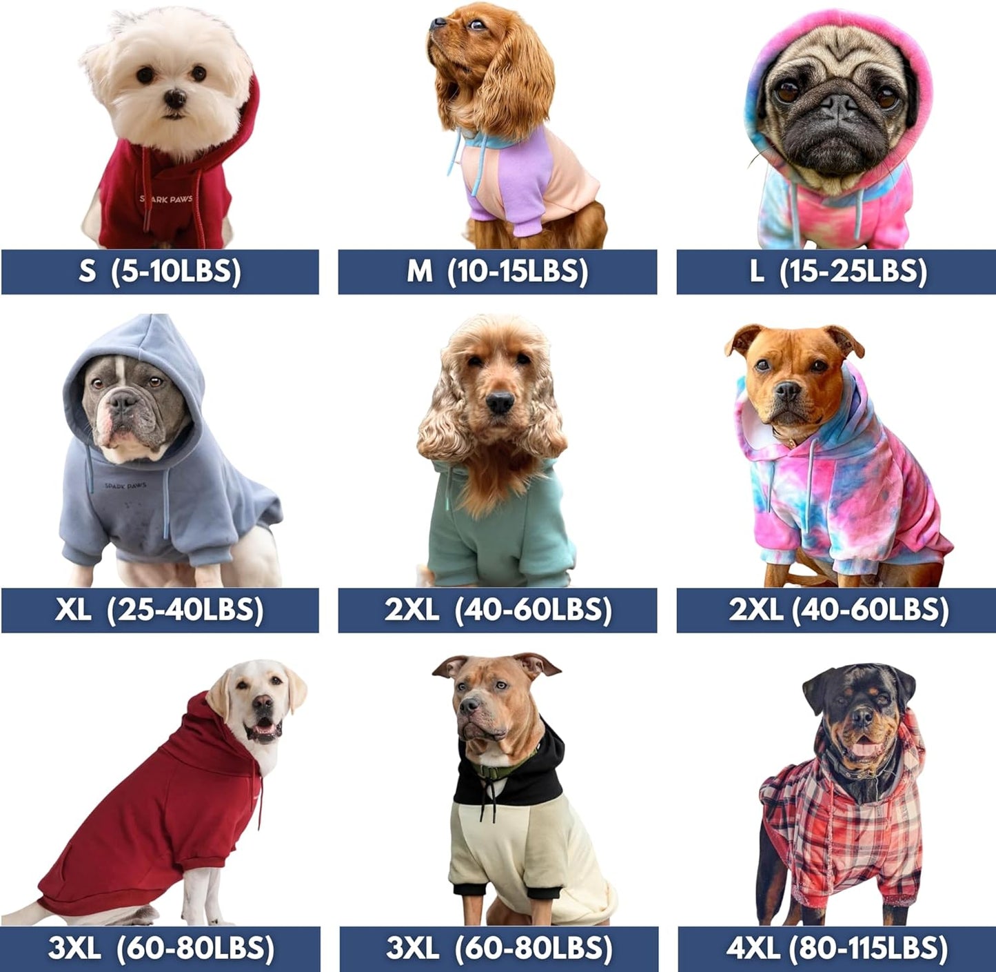 Spark Paws Dog Hoodie – Premium Dog Sweater for Small, Medium, and Large Dogs | Warm Outfits for French Bulldogs, Pitbull, Puppy, Winter Jacket Alternative - Slate Blue - 4XL