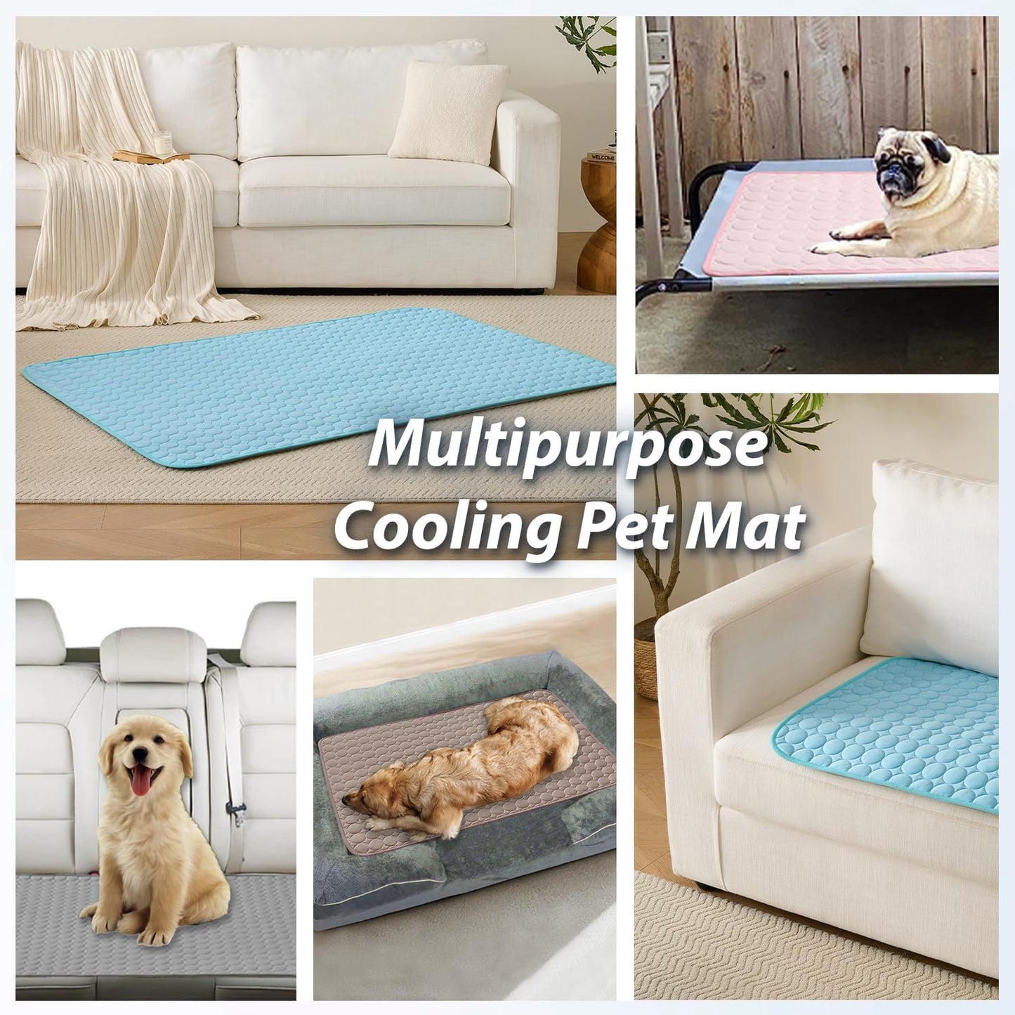 MICROCOSMOS Summer Cooling Mat & Sleeping Pad- Water Absorption Top, Materials Safe, Easy Carry, EZ Clean. Keep Cooling for Pets, Kids and Adults.(Dark Blue, 36" x36")