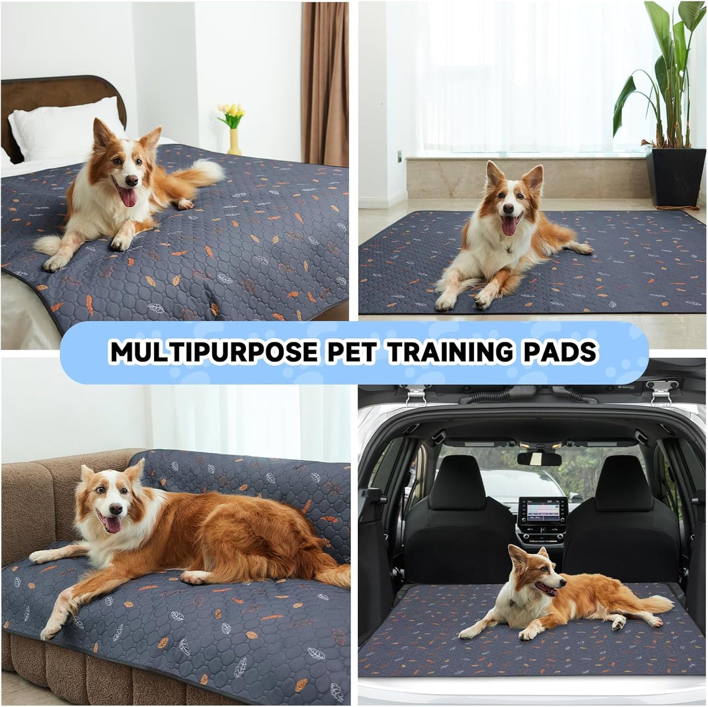 Sunheir 2-Pack Extra Large Reusable Dog Mat for Floor, Dog Playpen, Non-Slip Waterproof Super Absorbent Washable Pee Pads for Dogs, Pet Whelping Pads, Potty Training - Pink, 36" x 48"