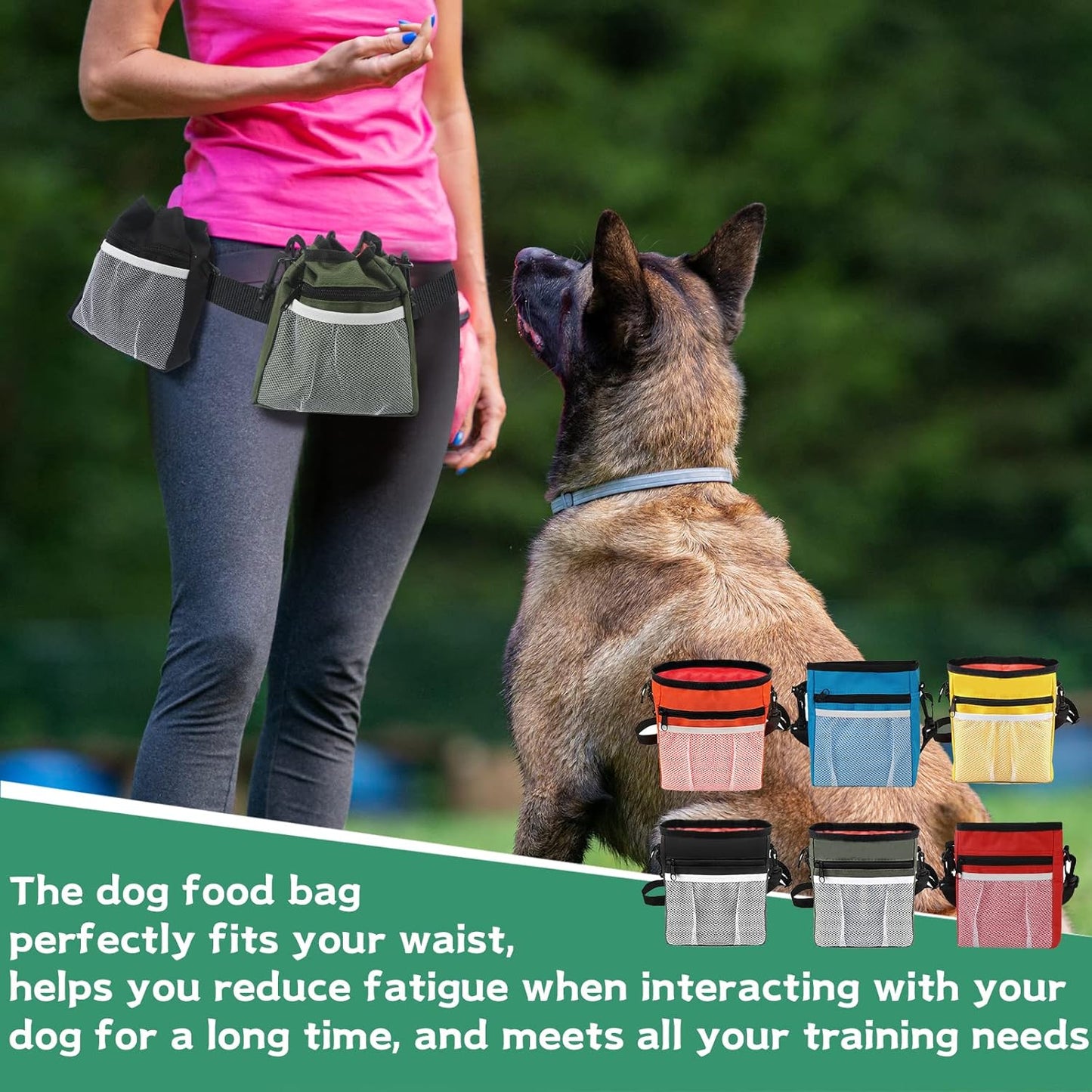 Hillban 12 Pcs Dog Treat Training Pouch Dog Treat Bag with Waist Shoulder Strap Bulk 6 Colors Convenient Pouch 3 Ways to Wear Drawstring Closure Holder for Treats Kibbles