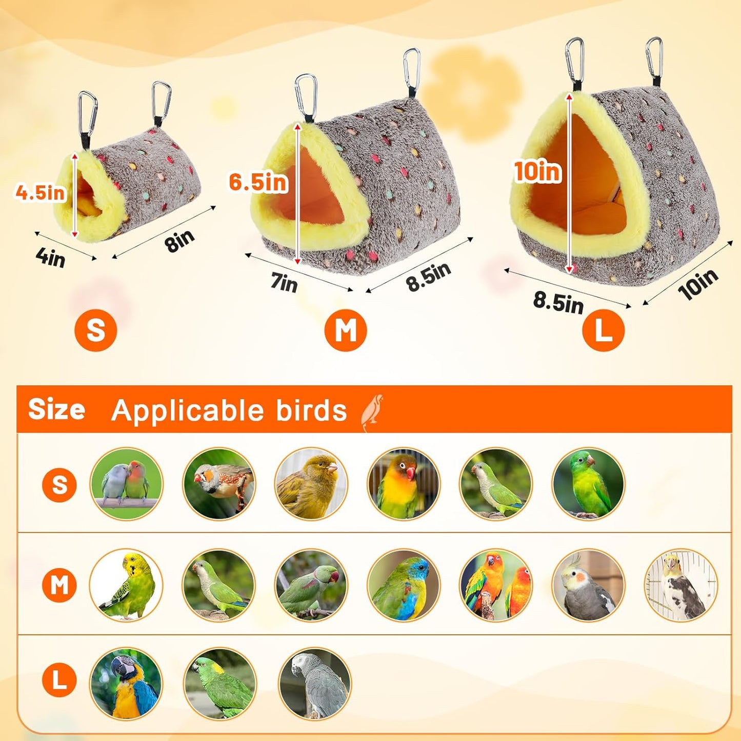 MEWTOGO Large Warm Bird Nest House - Cozy Bird Bed for Cage with Mat, Hanging Hammock Shed Hideaway Hut for Macaw African Grey Amazon Parrots
