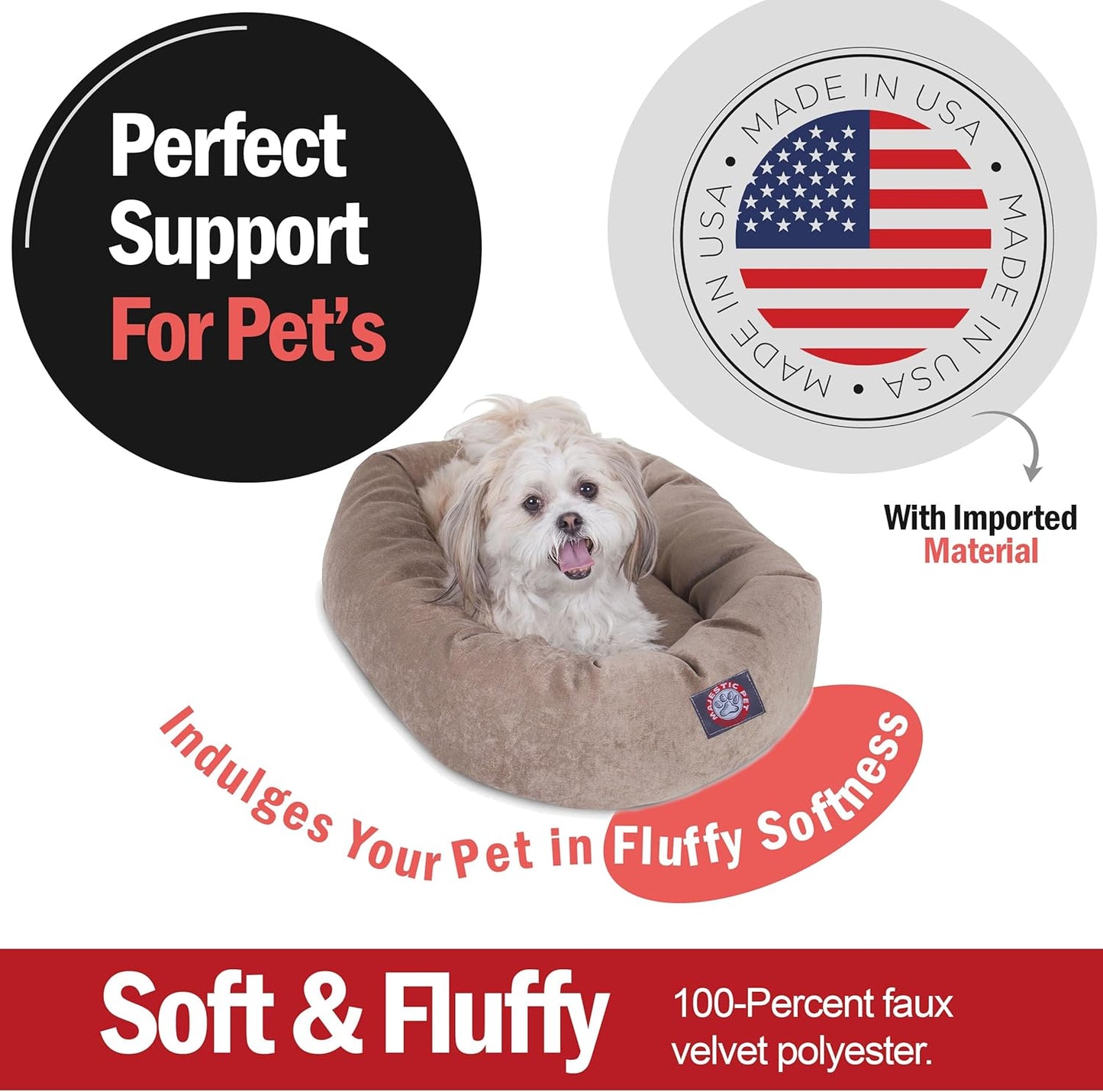 Majestic Pet Villa 24 Inch Shredded Memory Foam Dog Bed for Small Sized Dogs 24x19x7 Inch–Orthopedic Dog Bed - Durable Pet Bed - Washable Small Pet Bed with Head Support-Pearl