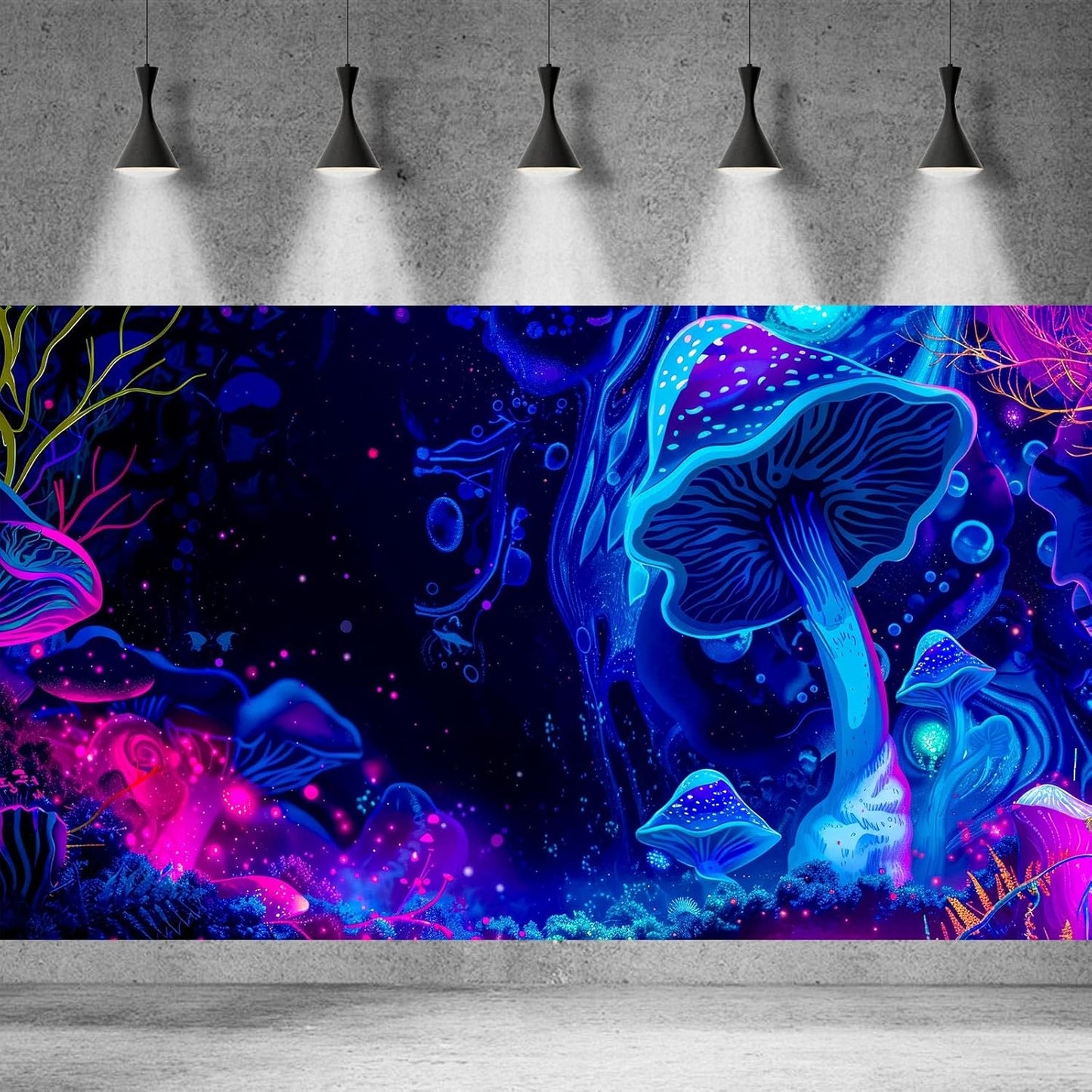 Fantasy Mushroom Forest Aquarium Background Abstract Cartoon Mushroom Reptile Tank Backgrounds Vibrant Jungle Mushrooms Theme Fish Tank Background Magic Mushrooms Reptile Enclosure Backgrounds 72x18in