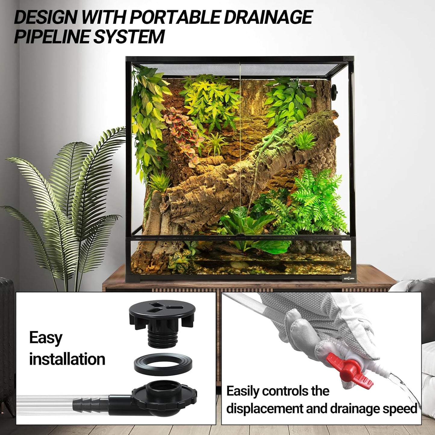 REPTI ZOO Large Tall Glass Reptile Tank 36"x18"x36", 100 Gallon Vertical Reptile Terrarium with Mesh for Chameleon Arboreal Lizard Frog, Paludarium Vivarium Tank