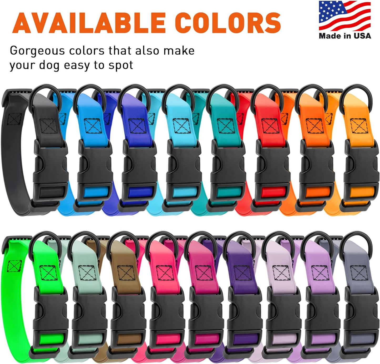 Dogline Biothane Waterproof Dog Collar with Quick Release Buckle Strong Coated Nylon Webbing with Odor- Proof for Easy Care Easy to Clean Fits Small Medium Large Dogs, Coyote Brown 3/4" W 12-19" L