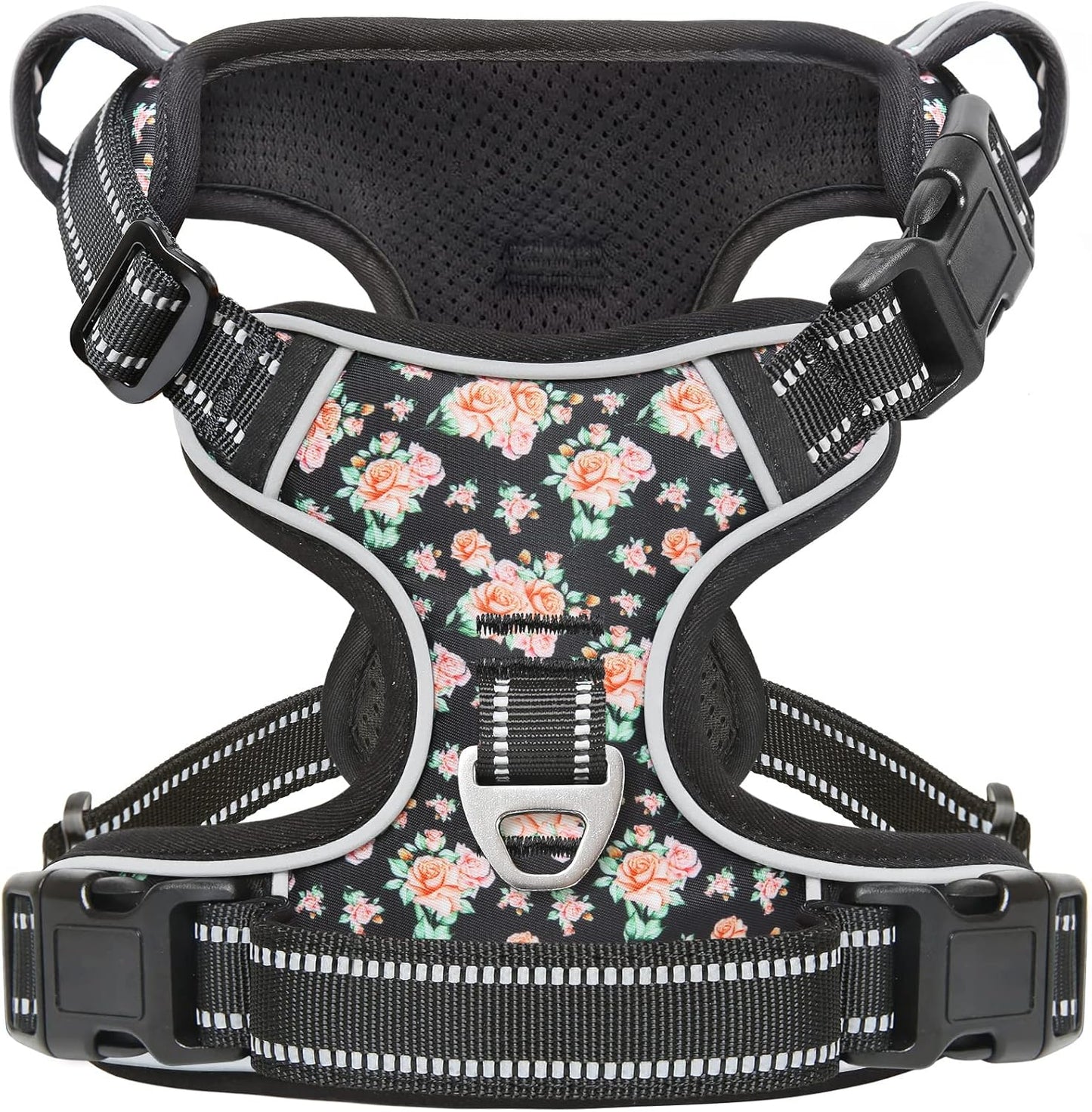 Timos Dog Harness, NO Need Go Over Dogs Head 3 Snap Buckles with 2 Leash Clips, Adjustable Soft Padded No-Pull Dog Harness, Reflective No-Choke Pet Oxford Vest for Small Medium Large Dogs