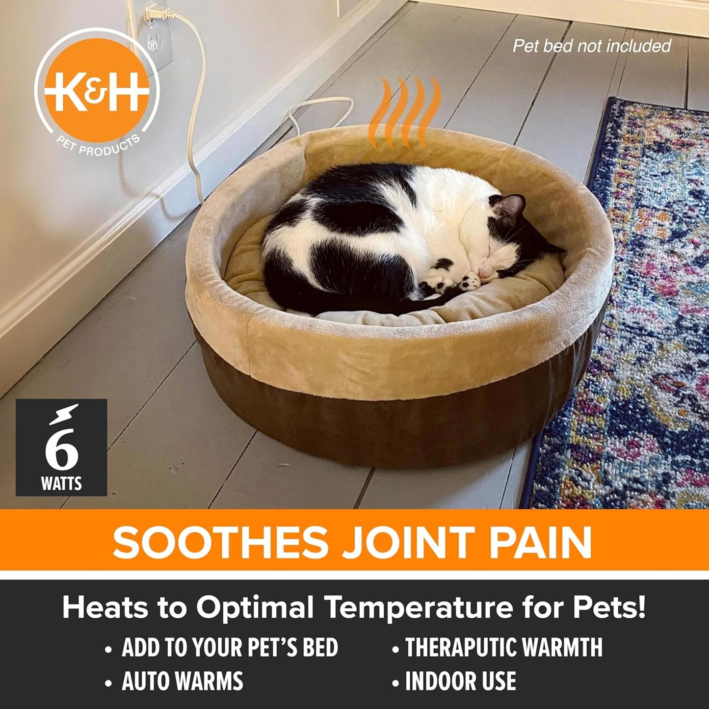 K&H Pet Products Pet Bed Warmer, Turn Any Pet Bed Into a Heated Cat or Dog Bed, Waterproof Indoor Heated Warming Pad Insert, Automatic Temperature, Safety Listed - Medium 20 X 5.5in Tan