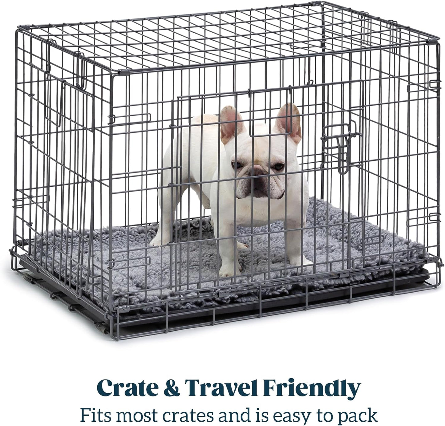 Stoutwool Indestructible Dog Bed - Fluffy Chew Proof Dog Crate Pad - Tough Kennel Pad for Aggressive Chewers - Washable, Ideal for Large Breeds & Fits 36-Inch Crate - 35"x22", Charcoal