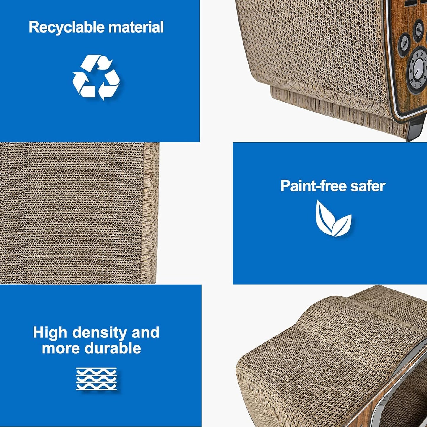 TV Cat Scratcher Cardboard Lounge Bed, Cat Scratching Board, Durable Board Pads Prevents Furniture Damage