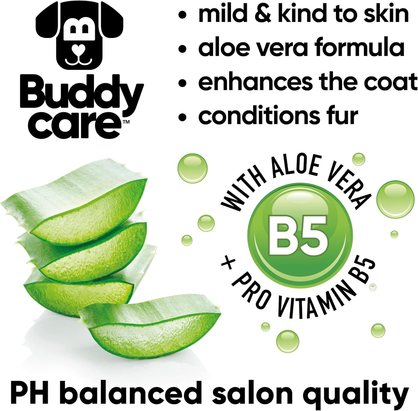 Derma Sensitive Dog Shampoo by Buddycare | Dry Skin & Itchy Skin Relief for Smelly Dogs | Deep Cleansing for Dogs Puppy Sensitive Skin | Dog Shampoo & Conditioner | with Aloe & Vitamin B5 (16.90oz)