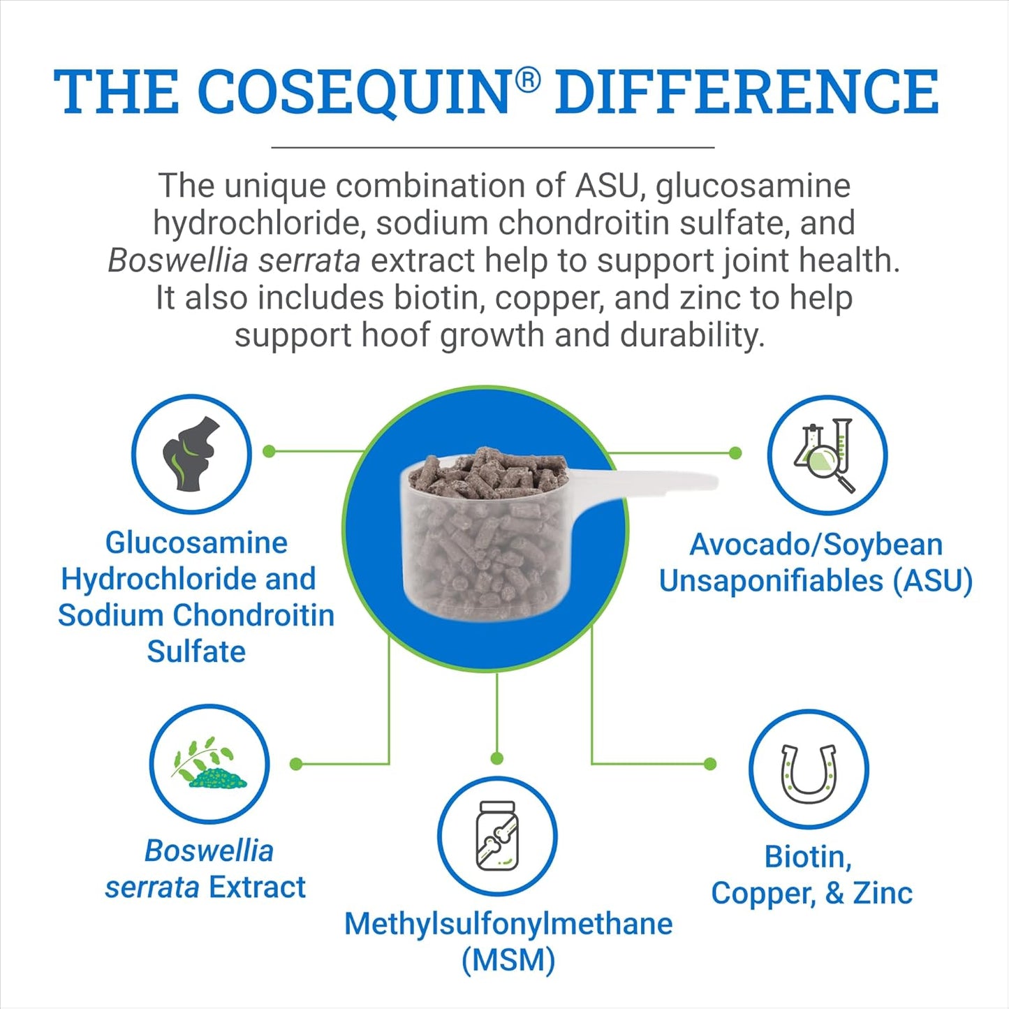 Nutramax Laboratories Cosequin ASU Joint & Hoof Pellets Joint Health Supplement for Horses - Pellets with Glucosamine, Chondroitin, MSM, and Biotin, 1200 Grams