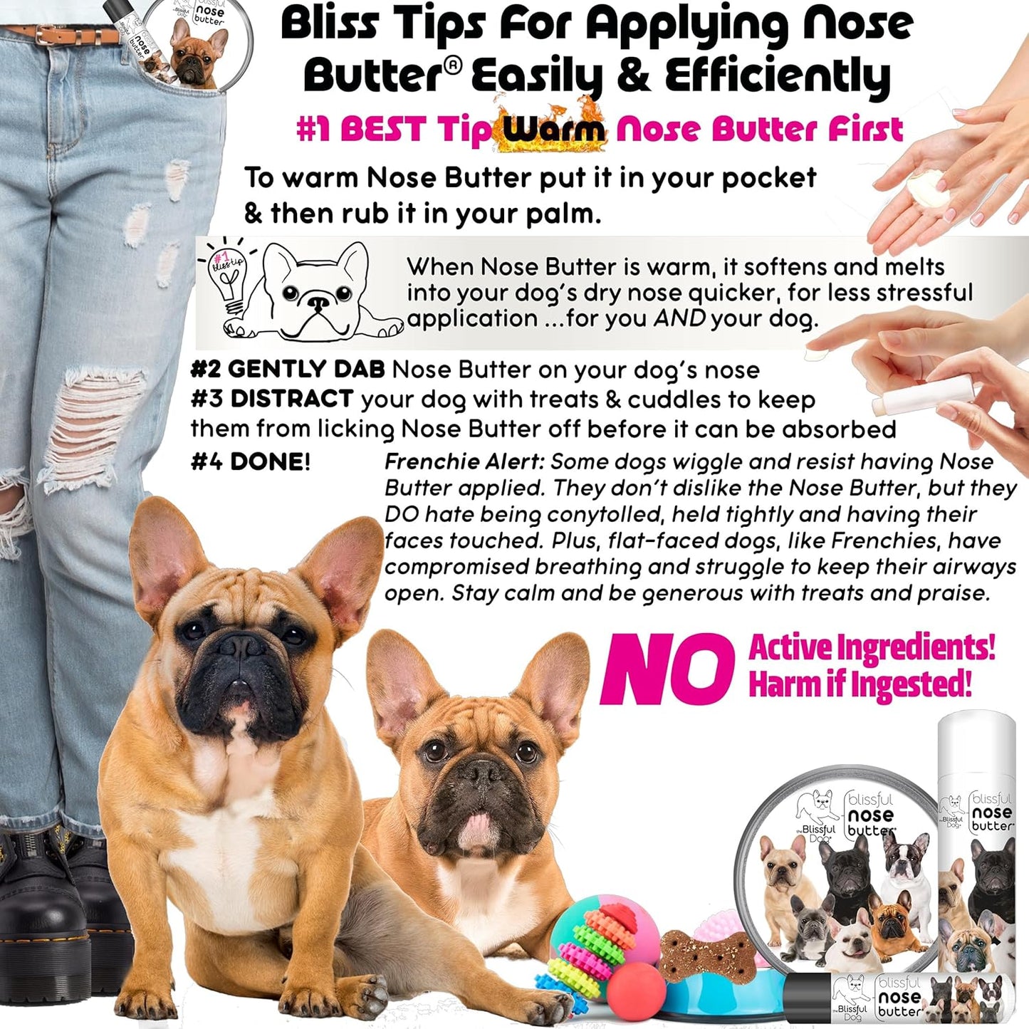 The Blissful Dog Blue French Bulldog Unscented Nose Butter - Dog Nose Butter, 0.15 Ounce