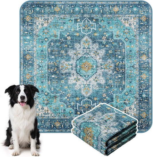 HAOCOO Washable Pee Pads for Dogs, Super Absorbent Reusable Puppy Training Pads, (2 Pack) 2Ft x 2Ft Blue Waterproof Leak-Proof and Non-Slip Whelping Pads Potty Pads for Pet Housebreaking