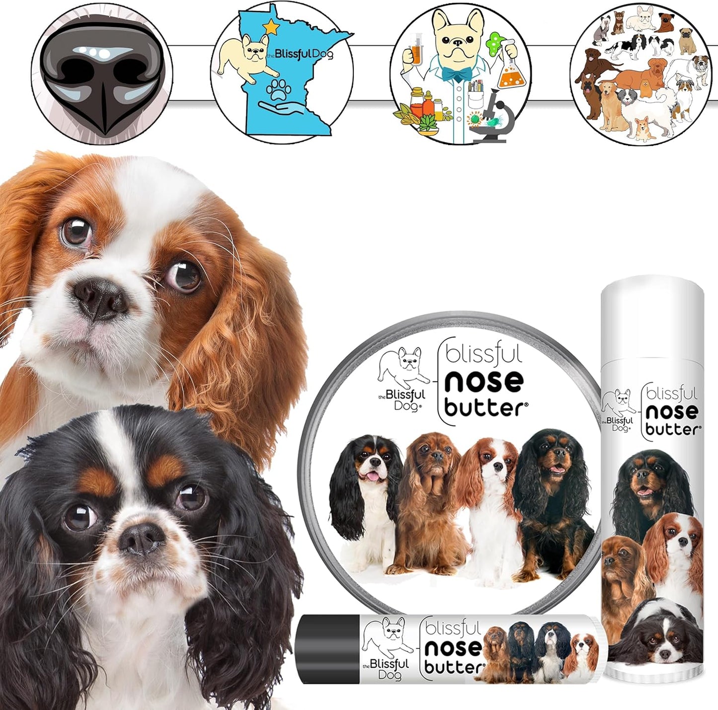 The Blissful Dog Cavalier King Charles Spaniel Unscented Nose Butter - Dog Nose Butter, 4 Ounce