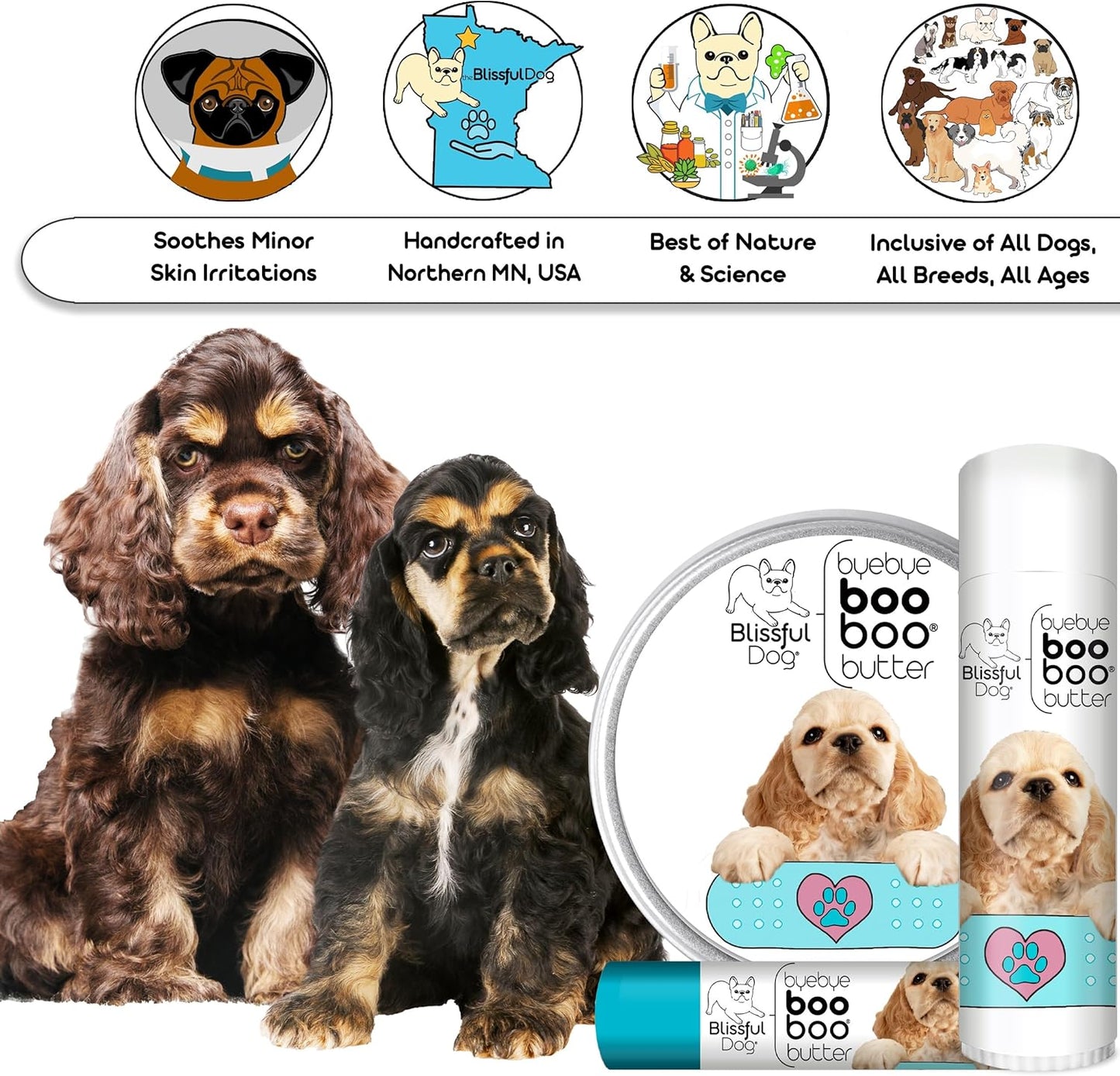 The Blissful Dog .50 oz Tube Cocker Spaniel Booboo Butter