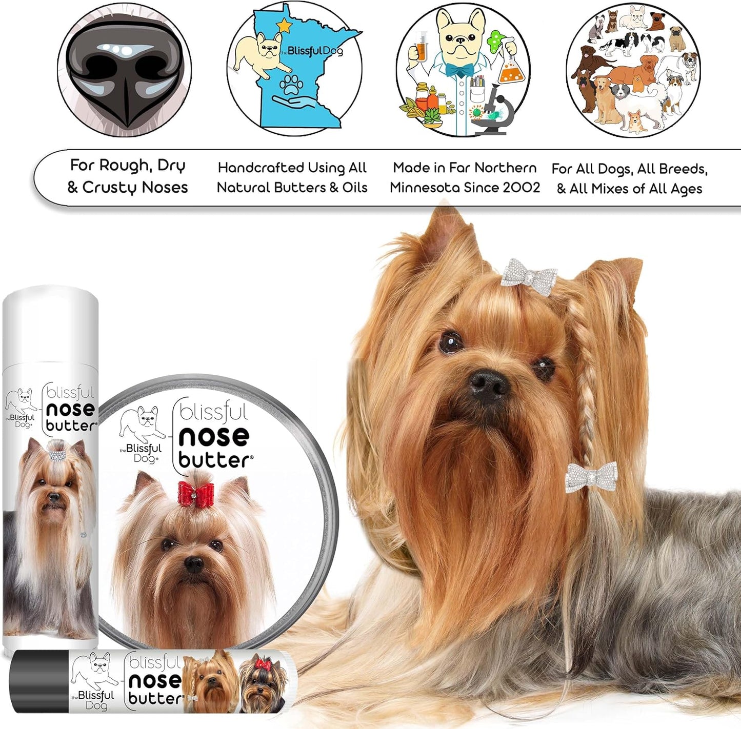 The Blissful Dog Yorkshire Terrier Unscented Nose Butter, 0.15-Ounce
