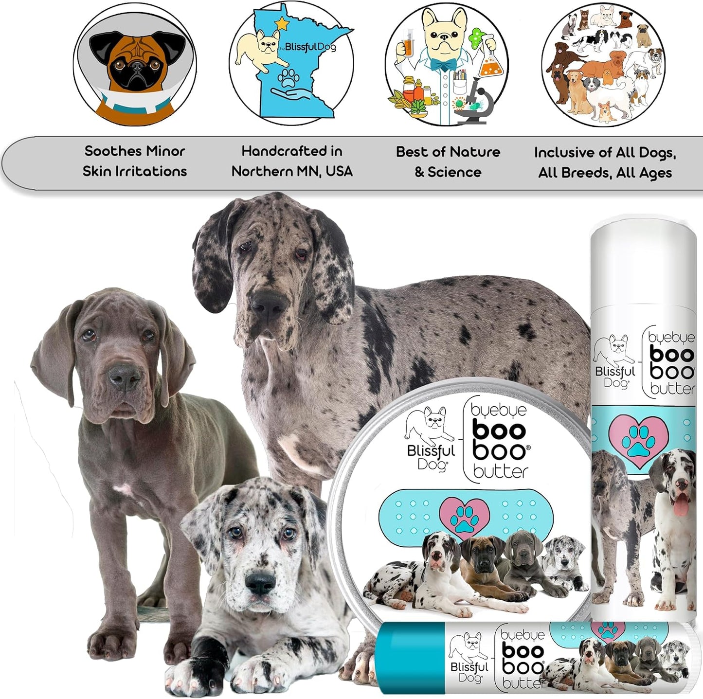 The Blissful Dog 4 oz TIN Great Dane Booboo Butter