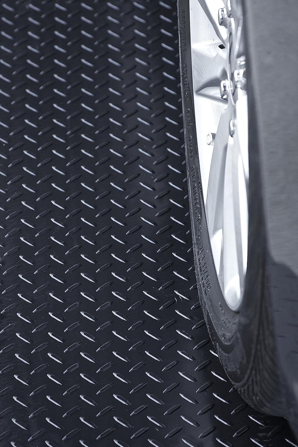 RESILIA Heavy Duty Garage Floor Runner & Protector Mat - Slip Resistant Diamond Plate PVC Mats - Water, Spill, & Stain Resistant, Black (4 feet x 8 feet), Made in The USA