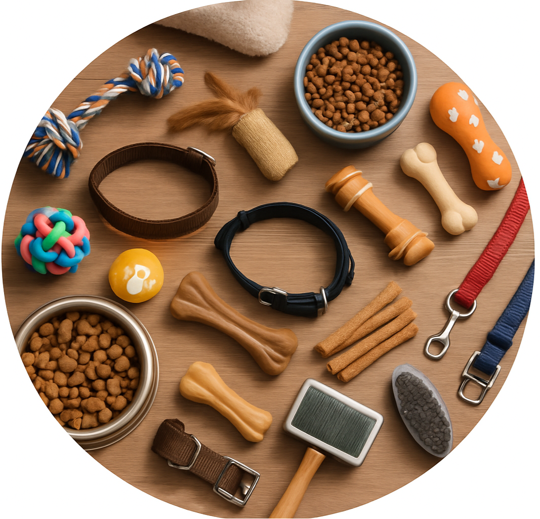 circle photo of pet supplies and make it a real photo